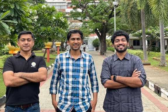 Inbound Aerospace’s founders Abhijit Bhutey, Aravind IB and Vishal Reddy are developing an unmanned reusable spacecraft for microgravity experiments. Image courtesy the company.