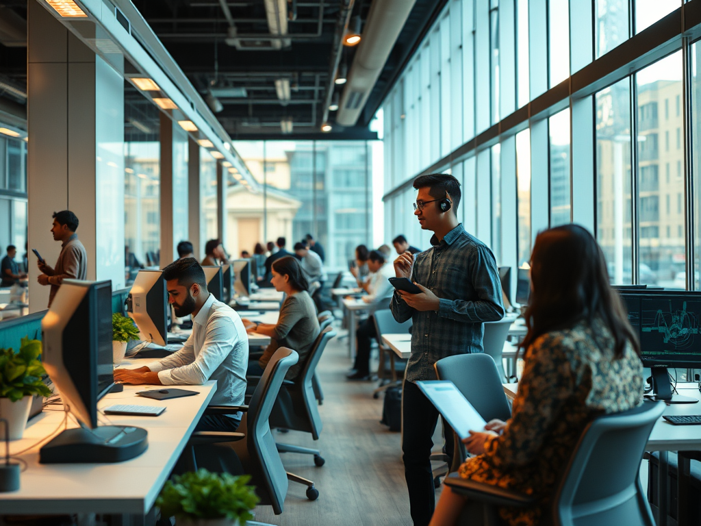 An AI generated image for illustrating an Indian startups co-working space.